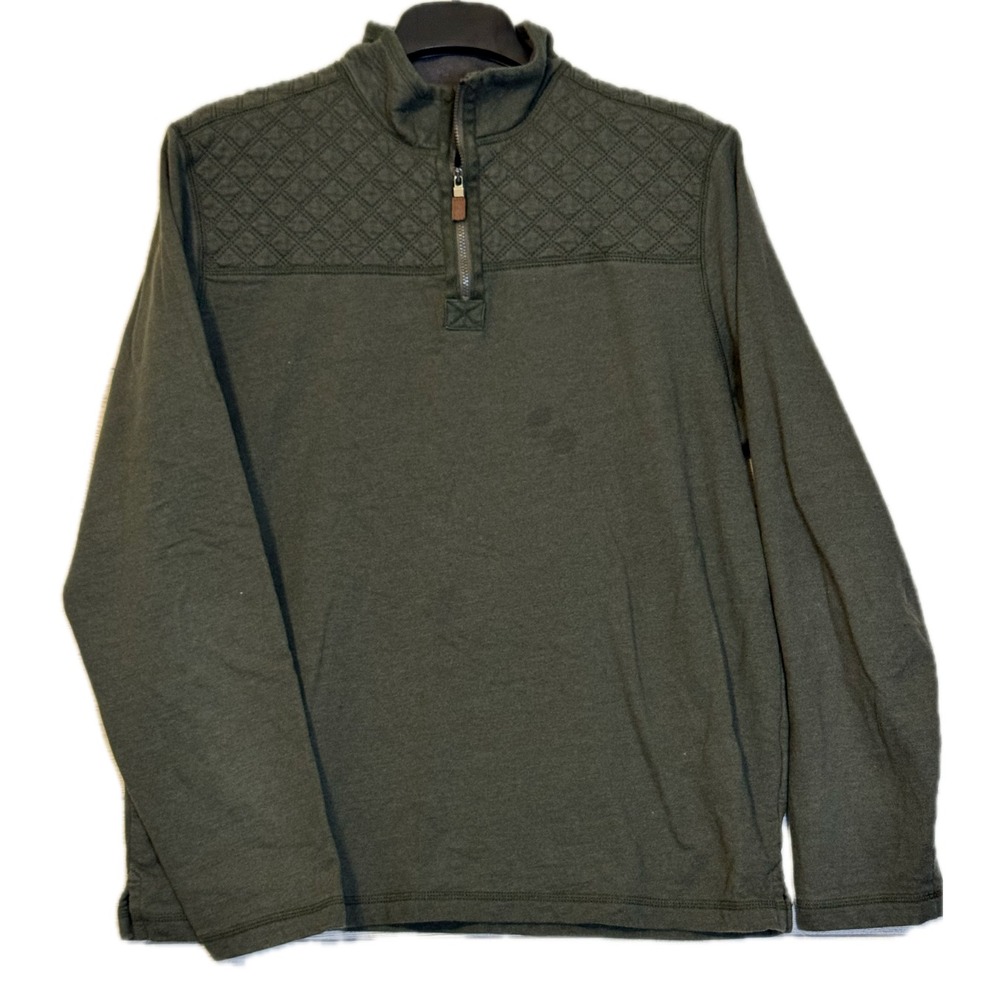 G.H. Bass & Co. Sweater Size Large Olive Quilted Quarter Zip